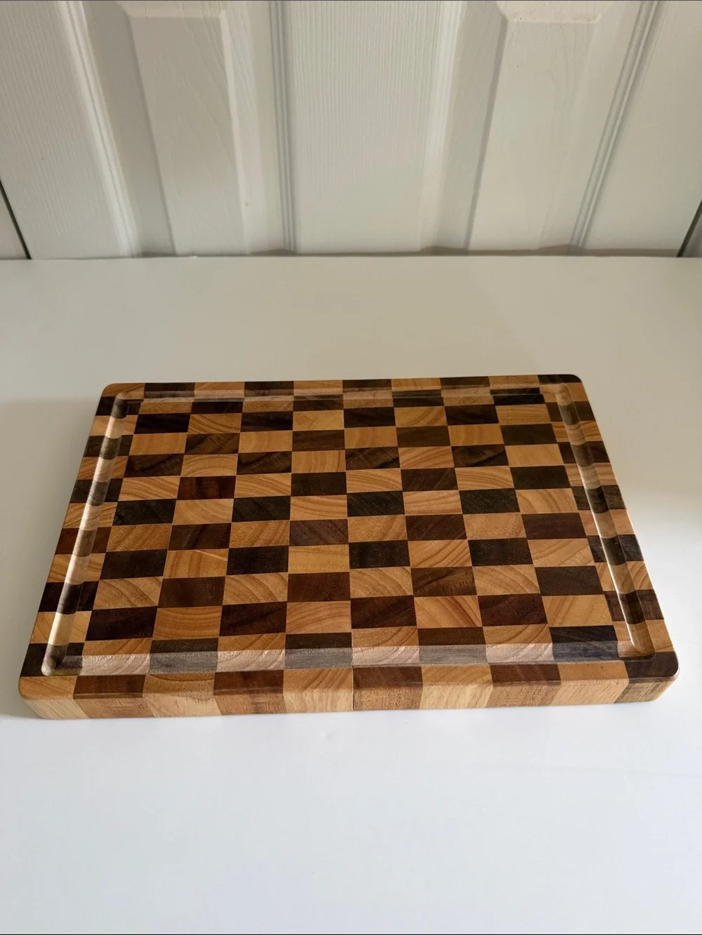 Checkered Brown & Tan Acacia Wood Cutting Board